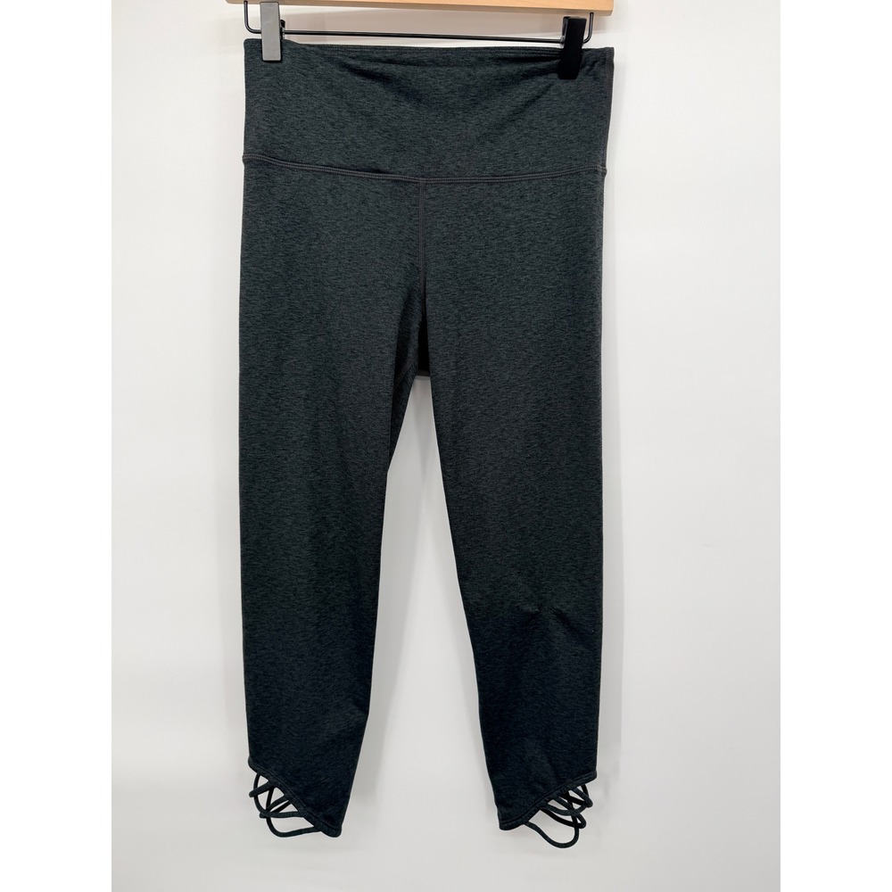 JoyLab Leggings Women Medium Gray Excellent Lattice Ankle Strappy High Rise Crop